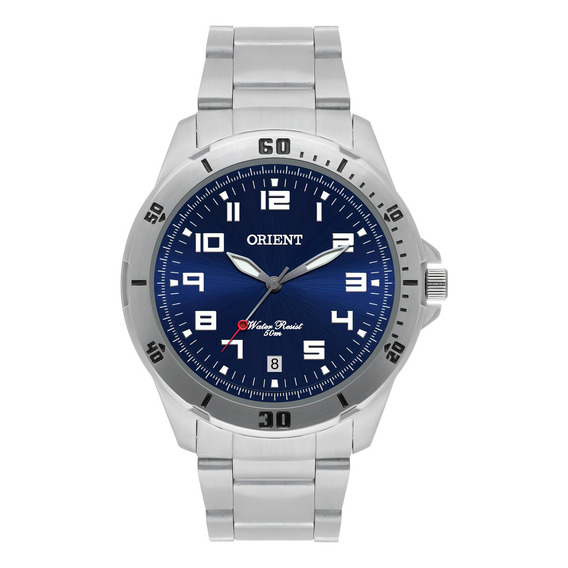 Relógio de pulso Orient MBSS1155A com corria de aço inoxidável cor prata - fondo azul-escuro