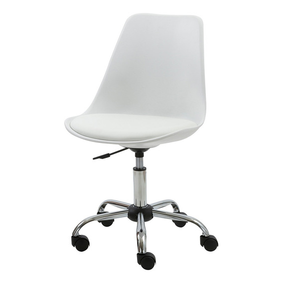 Silla Escritorio Oficina Pc Eames Con Ruedas Almohadón Color Blanco