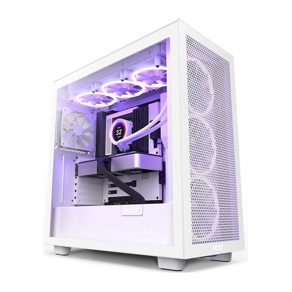 Gabinete Gamer Nzxt H7 Flow Branco Vidro Temperado Mid Tower