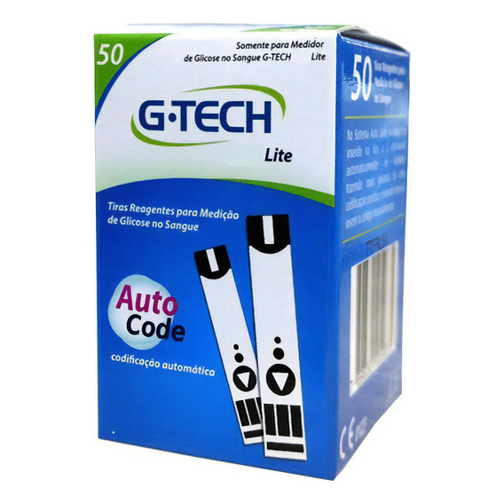 50 Fitas Tiras Reagentes G-tech Lite Glicemia