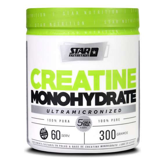 Creatina Monohidratada Star Nutrition Pote de 300g Sin sabor