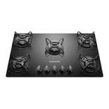 Continental KC5GP Preto 127V/220V Cooktop 5 Bocas a Gás de Vidro Temperado