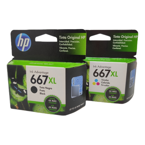 Kit Cartucho 667xl Preto E Color Original Hp 2376 2776 6476