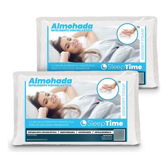 Combo X2 Almohada 60x40 Inteligente Viscoelastica Con Funda