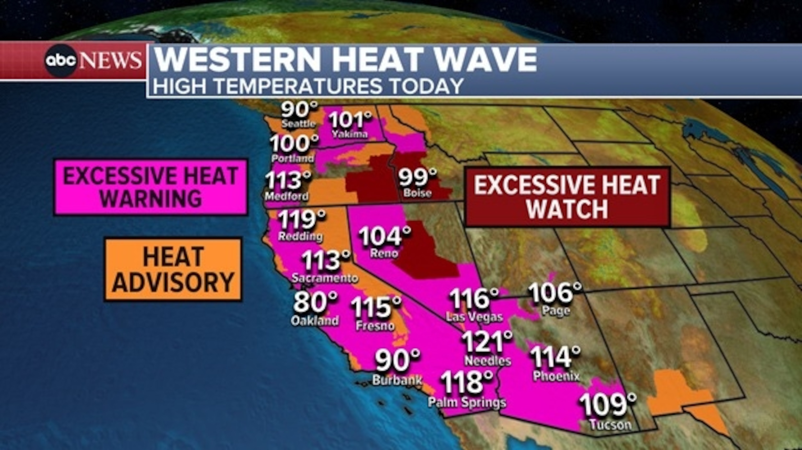 PHOTO: Western heat wave map