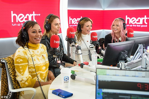 Ring leader: The foursome appeared in jovial spirits as they chatted on air about their reunion in depth and revealed it was Mel B who spearheaded the reunion