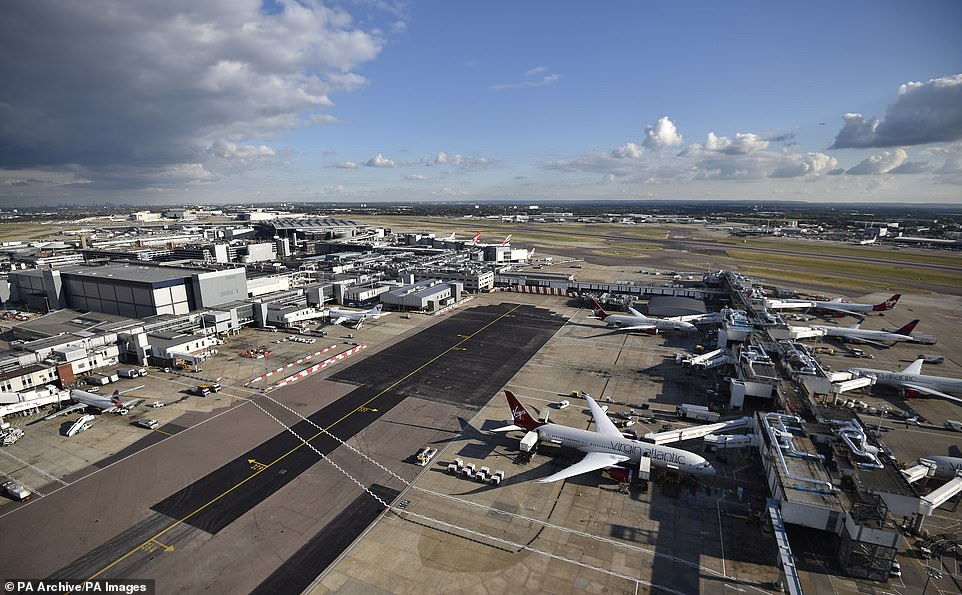 Heathrow, pictured, comes second with researchers saying it is the best airport for travellers who are wanting to treat themselves