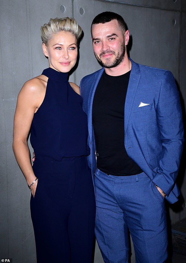 Matching: The couple colour coordinated for the evening with Matt wearing a deep blue blazer and matching, slim-fitting trousers