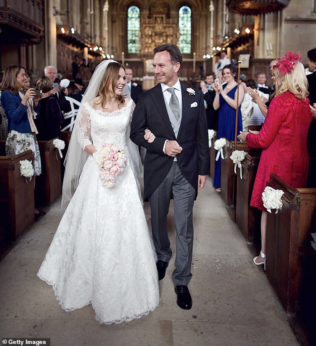 Geri Halliwell and Christian Horner during their wedding at St Marys Woburn Parish Church on May 15, 2015 in Woburn