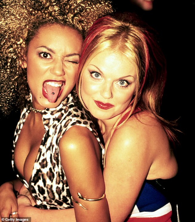 Mel B and Geri Halliwell (Scary and Ginger) of the Spice Girls photographed backstage at the Brit Awards in February 1997