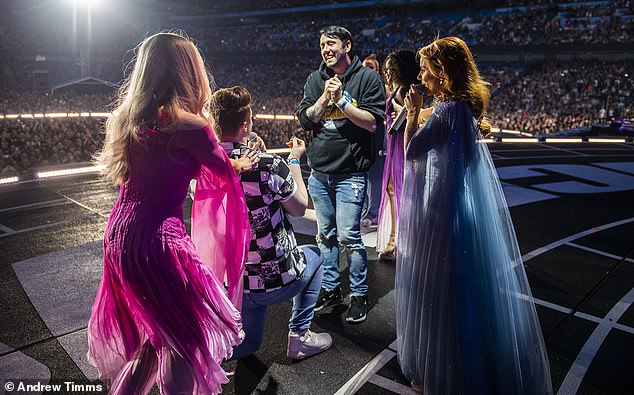 Emotional: During the band's incredible set, there wasn't a dry eye in the crowd when Spice Girls superfan Lee Christie got down on one knee to ask his partner Duane Watters to marry him