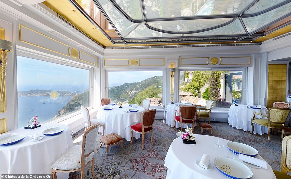 Terrific views: The inside of the stunning restaurant overlooks the French Riviera