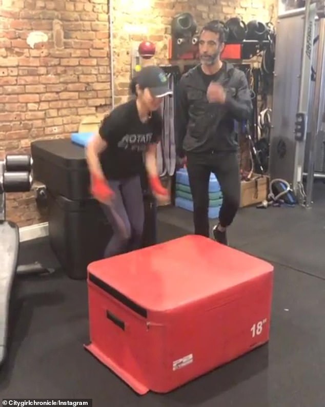 Same city: Lola's father Carlos Leon (R) co-founded the fitness studio Belleon Body in Manhattan's Chelsea neighborhood with trainer Jeff Bell in 2017 (pictured June 19)