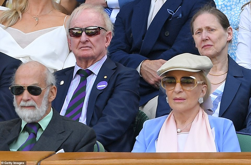 Fixtures of the front row! Prince Michael of Kent, left, and Princess Michael of Kent, right, in the Royal Box at Wimbledon