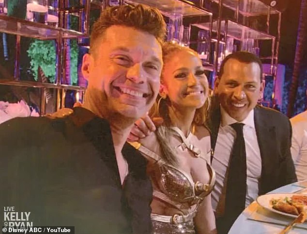 He finally made it in: The talk show host posed for a photo with the birthday girl and her fiance