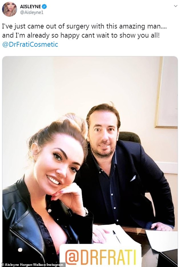 Surgeon to the stars: On Friday, Aisleyne tweeted: 'I've just came out of surgery with this amazing man.... and I'm already so happy cant wait to show you all!'