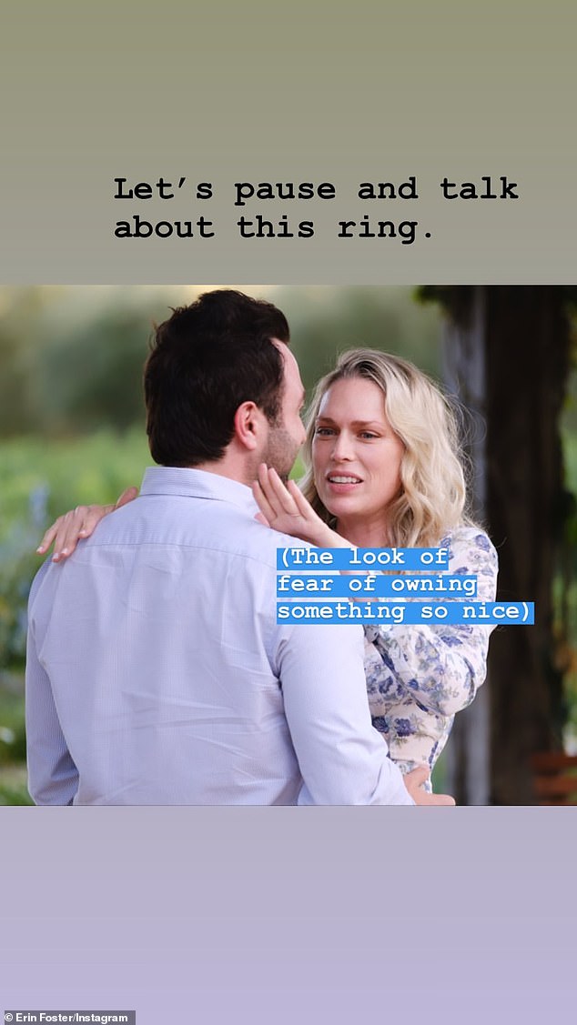 Off the market: Simon dropped down to one knee and asked his lady love to be his wife with an incredible diamond ring made by jeweler Martin Katz, all of which was documented by a perfectly placed photographer