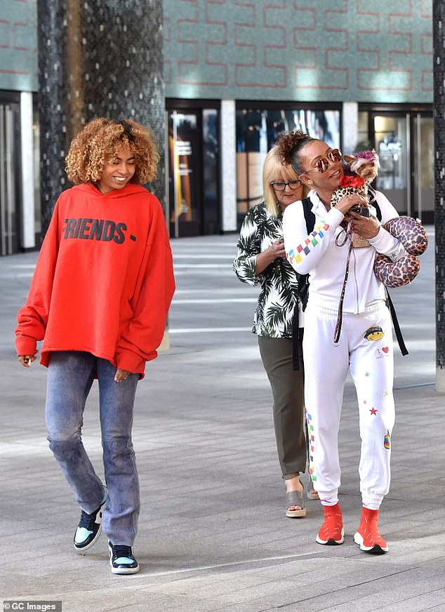 Patched things up: The trio seemed in great spirits following their group interview, proving their former family feud was all water under the bridge