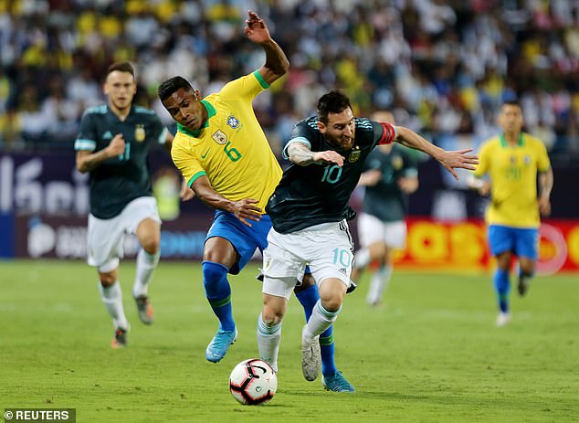 Lionel Messi (right) was taken down in the penalty area by Juventus defender Alex Sandro