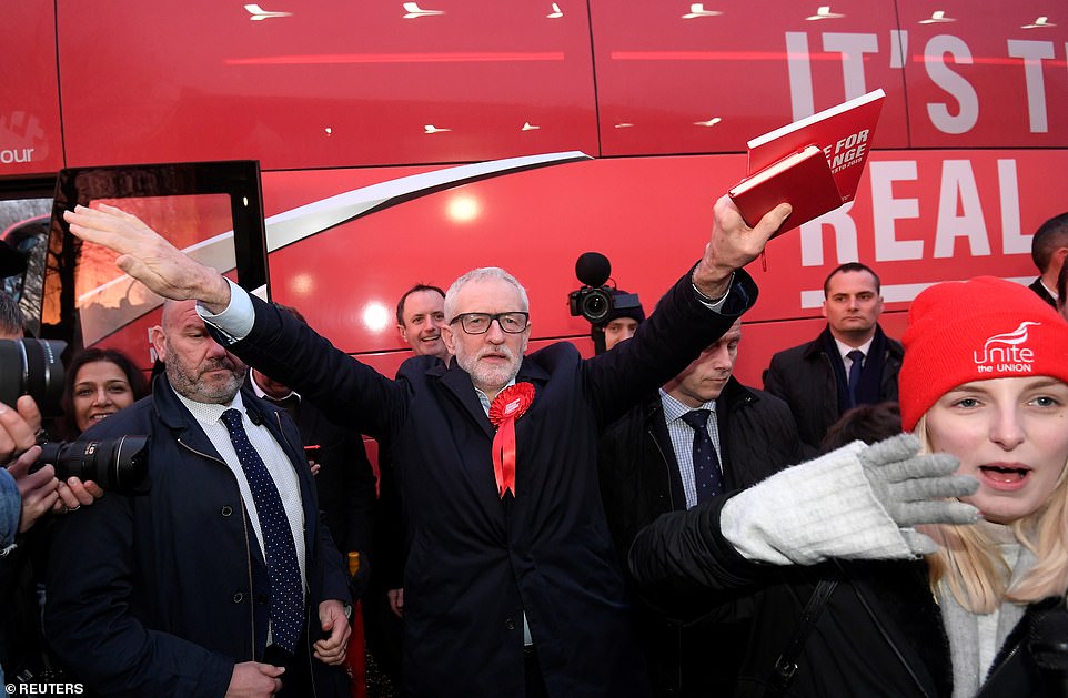 Labour surge: Jeremy Corbyn (pictured in Sheffield) inches closer to the Tories in an eve-of-election poll but time is running out for the left-winger with only hours until the crunch vote