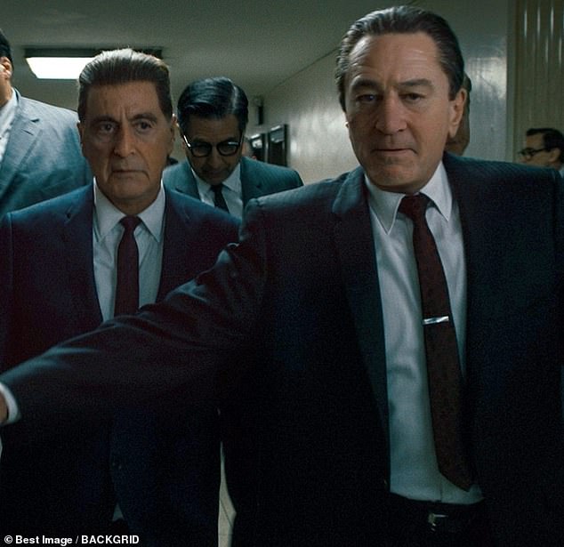 Who's who: Robert stars as the title character of The Irishman, hitman Frank Sheeran, who developed a close friendship with Al Pacino's Jimmy Hoffa (left)