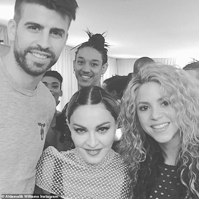 'When you photobomb Shakira': Ahlamalik was only 20 when he was hired in 2015 by the 61-year-old Queen of Pop to dance in her 82-date, $169.8M-grossing Rebel Heart Tour (pictured in 2015)