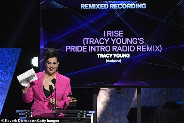 Congrats! On a positive note, DJ Tracy Young made history last Sunday as the first female producer to win the Grammy Award for best remixed recording for Madonna's 2019 track I Rise