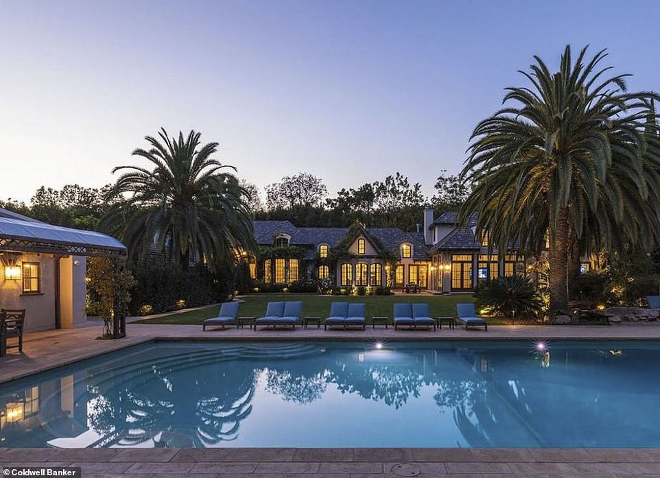 Making a splash: No doubt Hailey and her 26-year-old musician husband would enjoy some epic pool parties if they snap up the estate as it features a long resort style pool and spa