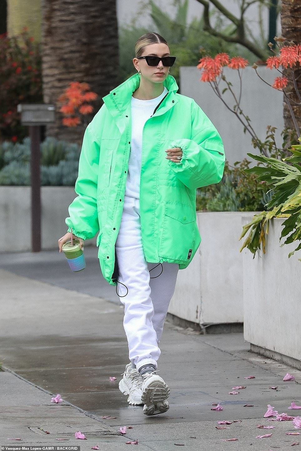 Eye-popping: She was later seen leaving Cha Cha Matcha in Los Angeles