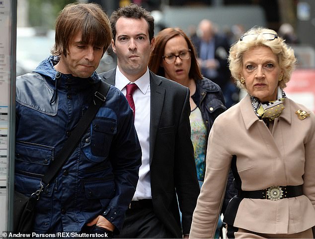 Baroness Shackleton with Liam Gallagher, who she represented during his legal battle with his ex-wife, All Saints singer Nicole Appleton, at the Central Family Court in London in 2015