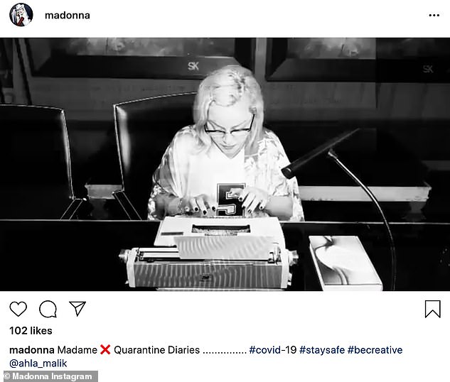 Type it out: Earlier in the week, Madonna sat down at her typewriter to deliver a stirring account of her time in isolation via a black and white Instagram video Tuesday