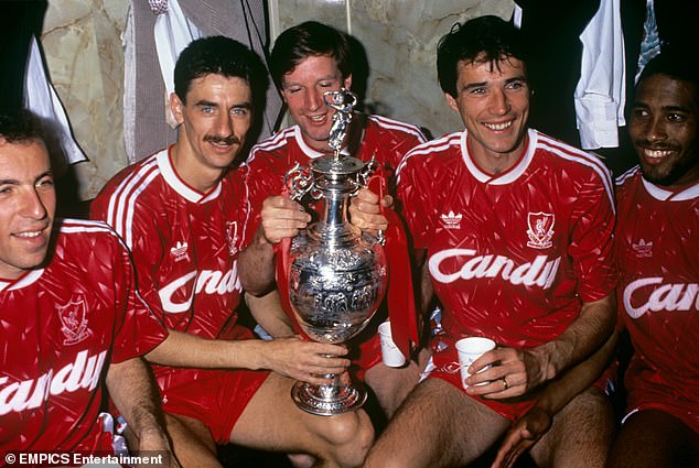 Ronnie Rosenthal (left), Ian Rush, Ronnie Whelan, Hansen and Barnes milk the celebrations