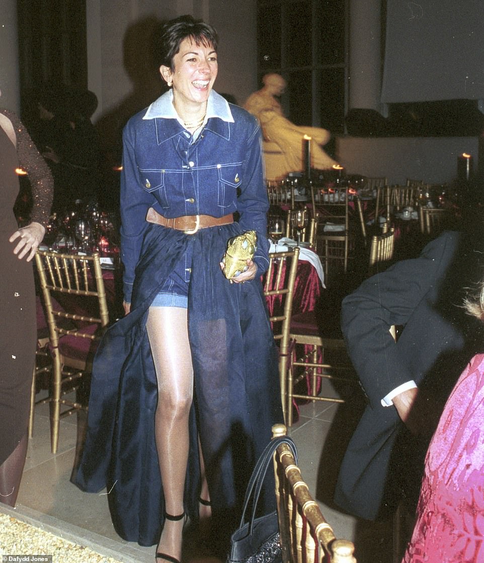 Daring in Denim: Ghislaine Maxwell wows in a stunning blue dress at New York’s Met Gala ball in December 2003