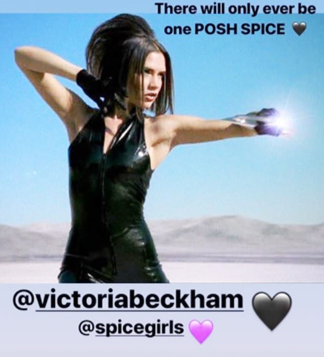 Last time lover? But Victoria - who sat out the last reunion - is said to be standing firm on her decision not to perform with the group again [pictured during in her Spice Girls heyday in a snap shared last year by husband David Beckham]