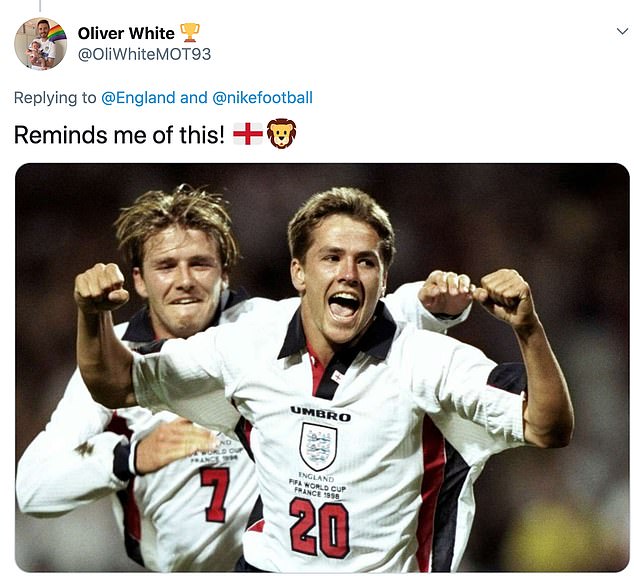 Social media users were quick to point out similarities with the 1998 World Cup kit
