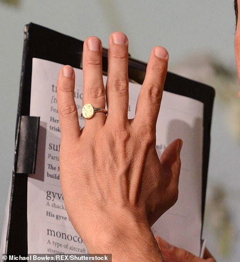 Before and after: Dominic with his wedding ring on (left) and without it in Rome (right)