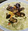 @antihangerclub Pea & mushroom risotto with fried porcini mushrooms & orange tomatoes, made in my Thermomix