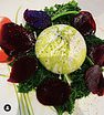 @antihangerclub Homemade @bancone.pasts...Burrata with kale, marinated beetroot & chive oi