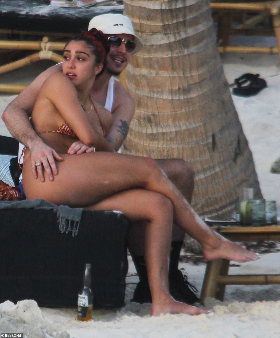 Heating up: Lourdes Leon, the eldest daughter of Madonna, sizzled while spending time with her boyfriend Jonathan Puglia in Tulum, Mexico on Saturday