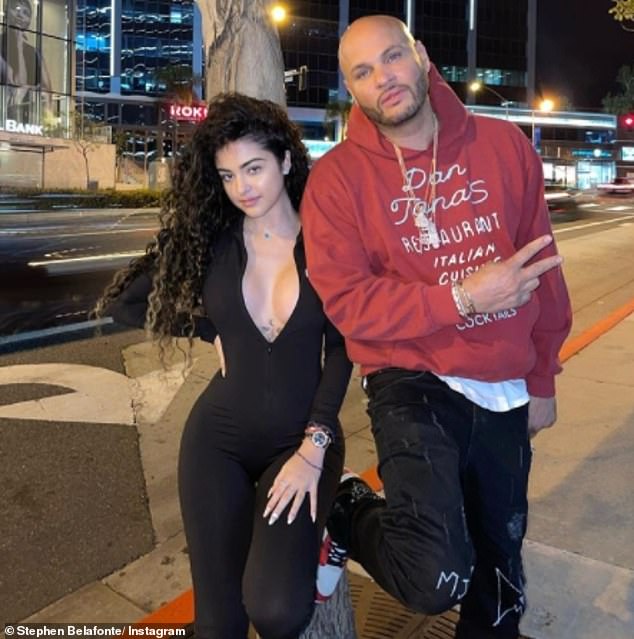 Manager: Posting a picture to his Stories, Stephen revealed that he was travelling to the United Kingdom with singer Malú Trevejo, 18, who he manages (pictured in March)