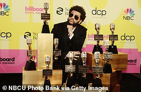 Victory: The Weeknd won 10 of the 16 awards he was nominated for