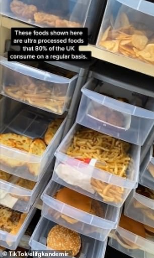 The drawers contain McDonald's chicken nuggets, burgers and chips