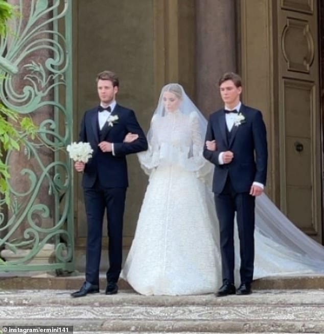 Princess Diana's brother's eldest daughter, 30, wed retail millionaire Michael Lewis, 62, at a 17th century Italian castle on Saturday. Her brothers Louis Spencer, Viscount Althorp and Samuel Aitken walked her down the aisle