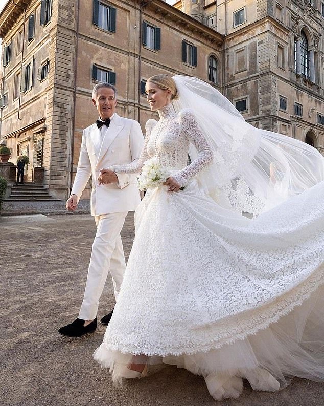 Princess Diana's niece, 30, married South Africa-born Michael Lewis, 62, - who is five years older than her father Charles Spencer, in a lavish ceremony in Italy on Saturday