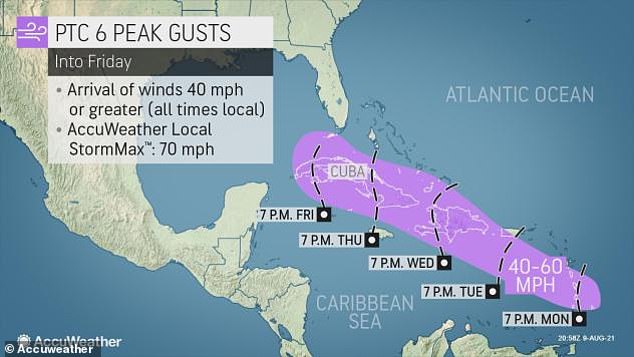 Potential tropical storm 'Fred' is projected to hit the lesser Antilles before working its way up to Puerto Rico on Wednesday and eastern Cuba on Thursday before potentially making an impact on Florida later this weekend