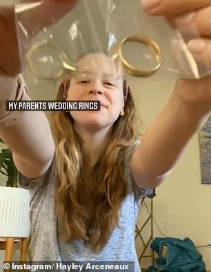 She is also packing her parent's wedding rings, a t-shirt form her alma mater and other special mementos