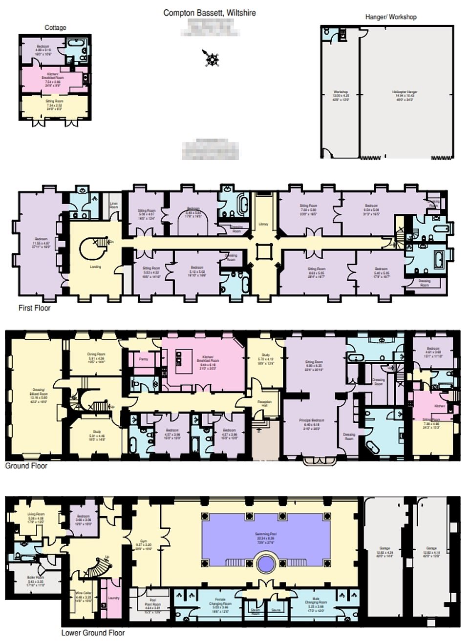 Sprawling: The floorplan shows the layout of the impressive three-storey mansion