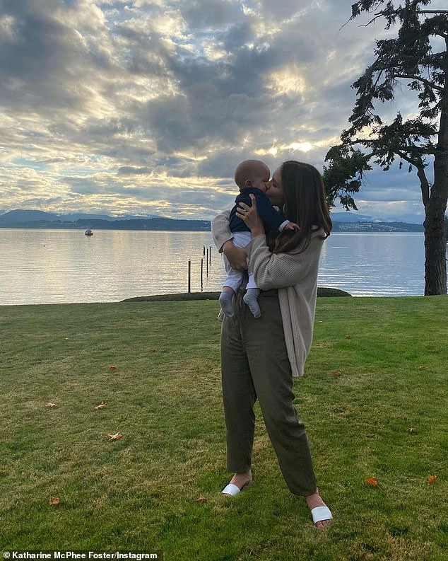 Getaway: Earlier this month, the American Idol alum shared sweet snaps from her, David, and Rennie's summer vacation in Canada