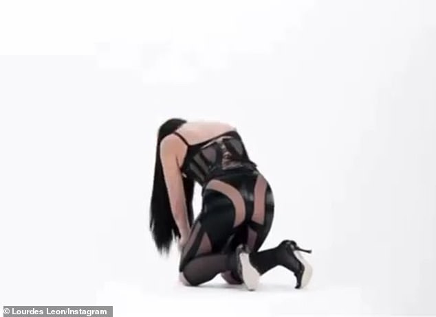 Risqué: In addition to posting a singular photo, Lourdes shared a raunchy video of herself bent over with her bottom toward the camera in the same outfit