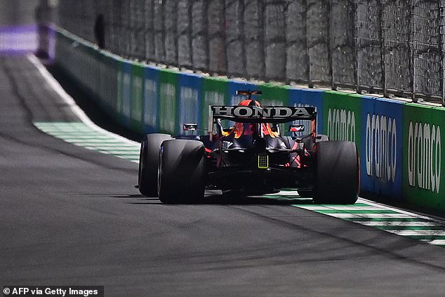 Heading into the final corner, his rear right wheel skidded into the barrier damaging his car